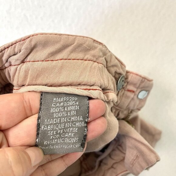 Level 99 100% Linen Utility Shorts Drawstring Pockets Breathable Pink size 27 - Picture 8 of 8